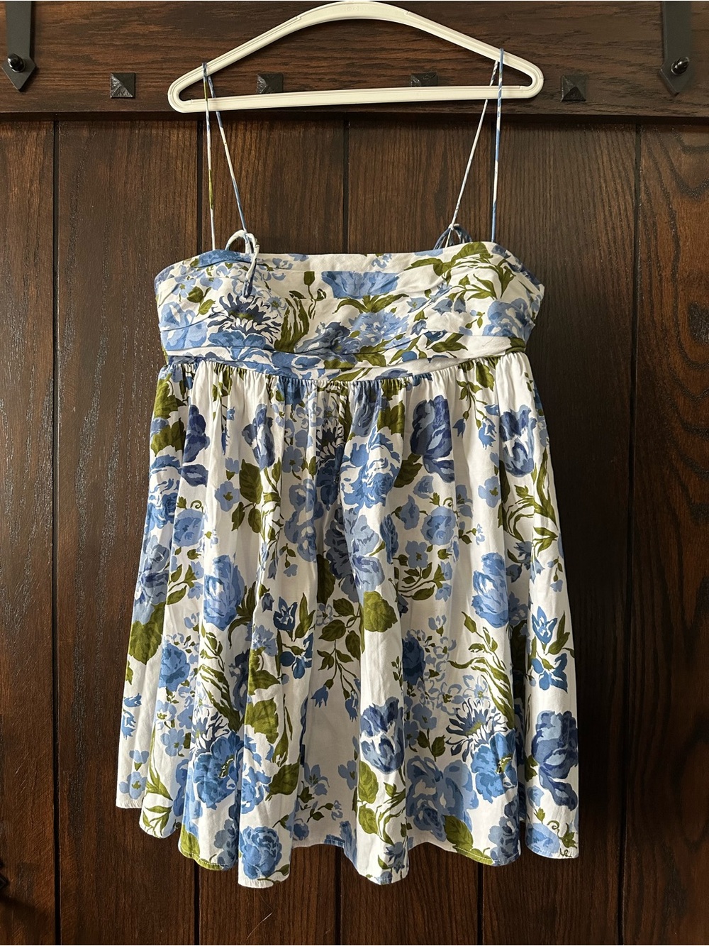 Reformation Catarina Babydoll Empire Line White With Floral Print Dress sz 10